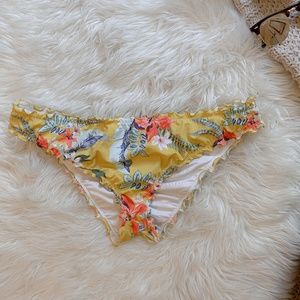 Shade & Shore Yellow-Green Floral Bikini Bottoms